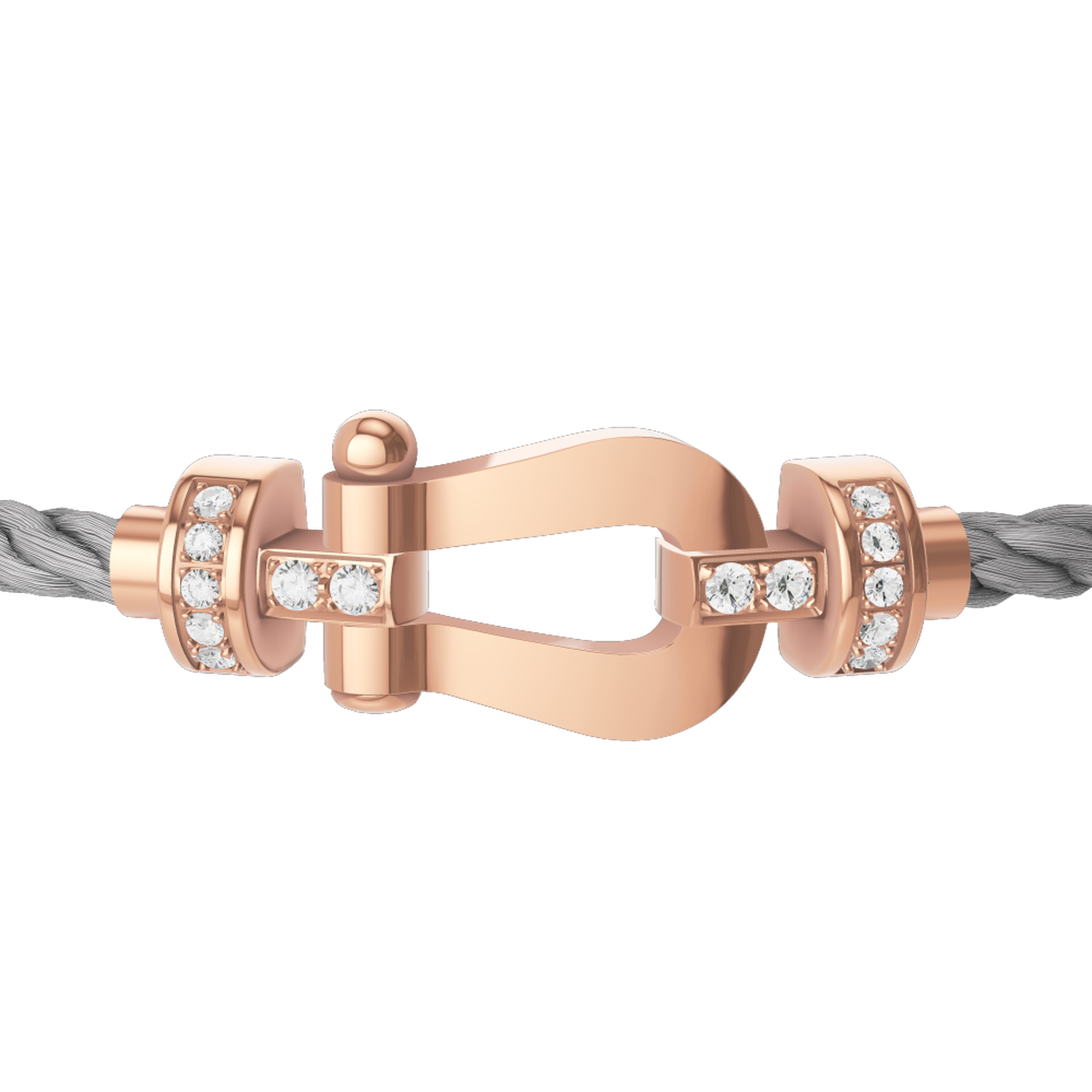 Fred Force 10 Medium Rose Gold and Diamond Pavé Cable Bracelet 